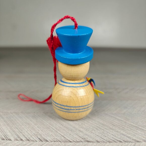 Vintage Steinbach Germany Wooden Snowman Ornament With Broom and Bird - Picture 3 of 6